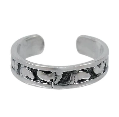 Sterling Silver, Adjustable Toe Ring With Feet Shape Design
