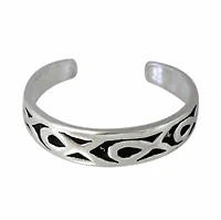 Sterling Silver, Adjustable Toe Ring With Fish Pattern