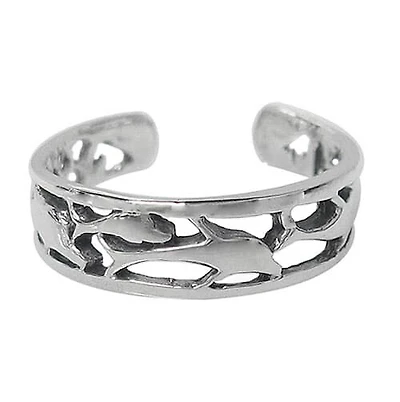 Sterling Silver, Adjustable Toe Ring With Dolphin Design