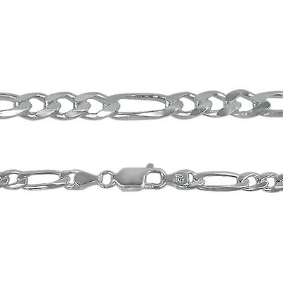 Sterling Silver Anklet, 3.8mm Figaro Link