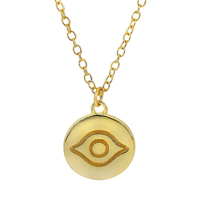 Sterling Silver With Gold, 10mm Evil Eye Necklace