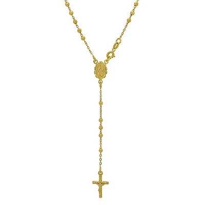 Sterling Silver With Gold, Rosary Necklace With 3mm Ball Bead