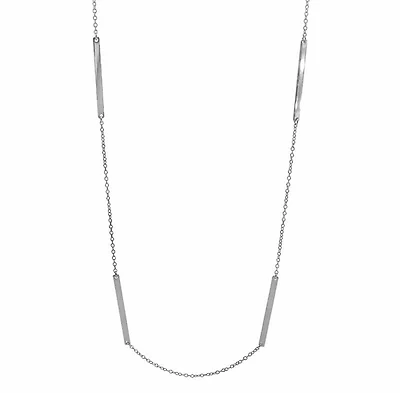 Sterling Silver With Rhodium, 36″ Necklace With 26X2mm Flat Bar