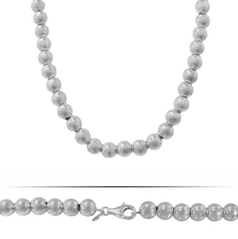 Sterling Silver, 8mm Ball Bead Necklace