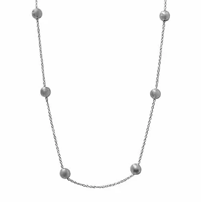 Sterling Silver With Rhodium, 6mm Ball Beaded Cable Chain Necklace