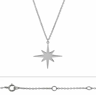 Sterling Silver With Rhodium, Star (24X25mm) Charm