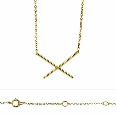 Sterling Silver With Gold Plated, X (25X15mm) Charm