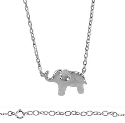 Sterling Silver With Rhodium, Elephant (10X15mm) Charm