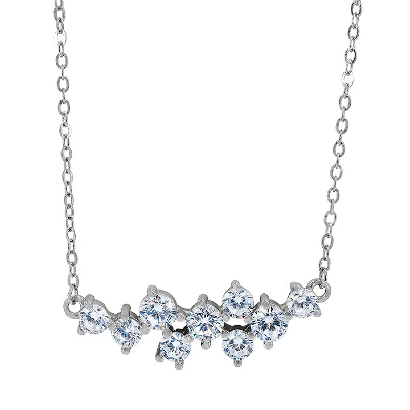 Sterling Silver With Rhodium, Cubic Zirconia Necklace