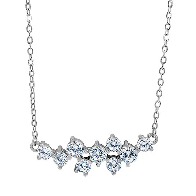 Sterling Silver With Rhodium, Cubic Zirconia Necklace