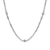 Sterling Silver With Rhodium, 4mm Cubic Zirconia Necklace