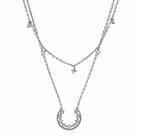 Sterling Silver With Rhodium, Cubic Zirconia Necklace Set
