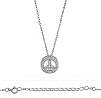 Sterling Silver With Rhodium, Peace Sign (12.5mm) Charm