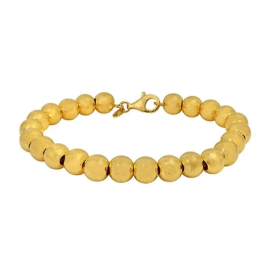 Sterling Silver With Gold, 10mm Ball Bead Bracelet
