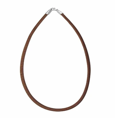 4mm Greek Leather Cord Necklace, Sterling Silver Clasp With Rhodium
