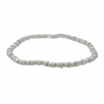 Sterling Silver, Elastic Bracelet With 3mm Ball Beads And 4X2mm Roundel Shape Beads