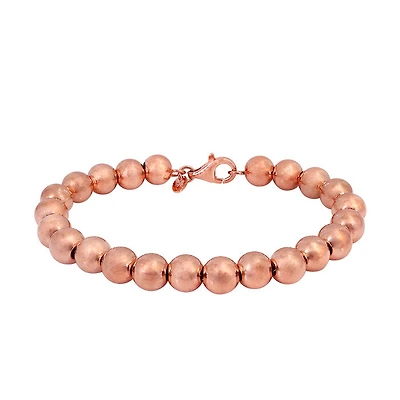 Sterling Silver With Rose Gold, 10mm Ball Bead Bracelet