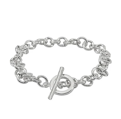 Sterling Silver Bracelet With 8X1mm  Round Loop