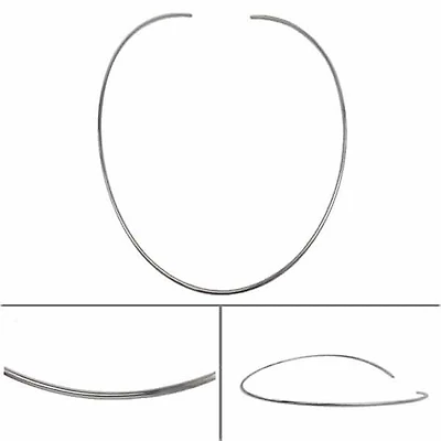Sterling Silver, Half Round – Half Flat Oval Shape Choker. Approx Size: 3mm Width
