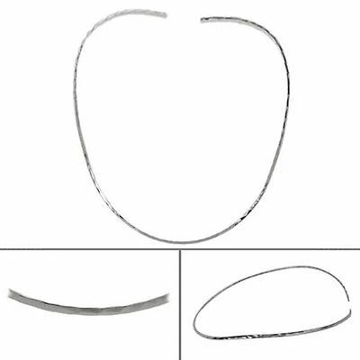 Sterling Silver, Flat, Narrow Oval Shape Choker With Hammered Finish. Approx Size: 2mm Width