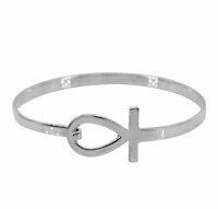 Sterling Silver, Ankh Bangle, 17mm Width, 4mm Band