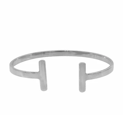 Sterling Silver, Double T Bar Bangle, 18mm Width