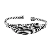 Sterling Silver, 43X15mm Feather Bangle