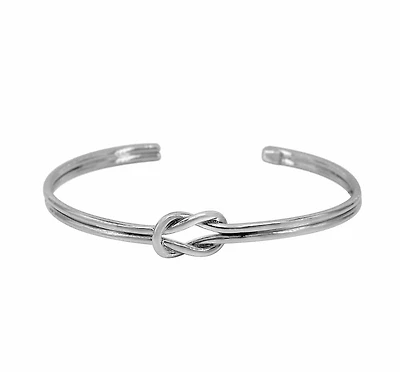 Sterling Silver, 14X9mm Love Knot Bangle, 4mm Width