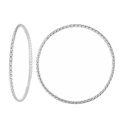 Sterling Silver, Twisted Round Shape Bangle. Approx Size: 69mm Diameter X 2mm Thickness