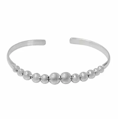 Sterling Silver, Multi Beaded Cuff Bangle. Approx Ball Bead Size: 4-6mm Diameter