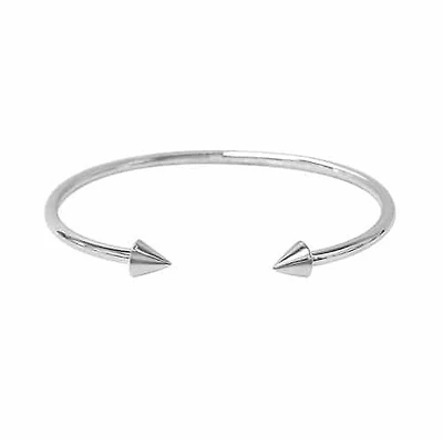 Sterling Silver, 5X5mm Arrow Cuff Bangle, 2mm Wire