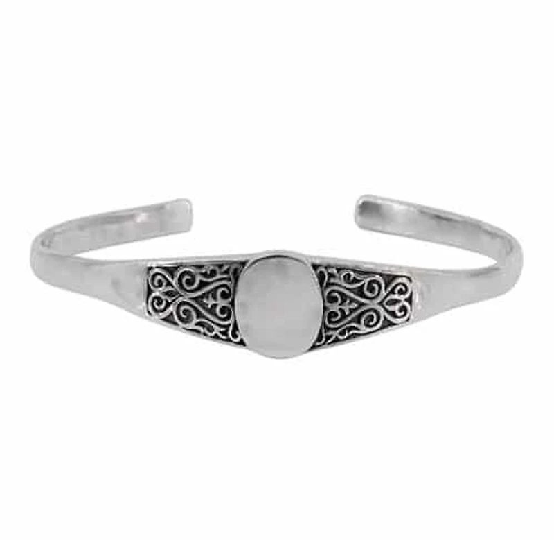 Sterling Silver, Signet Bangle With Filigree, Outer Dimensions 63mm D X 13mm W