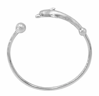 Sterling Silver Dolphin Bangle, 9.5mm Width(Dolphin), 7mm(Ball), 2.5mm(Bar)