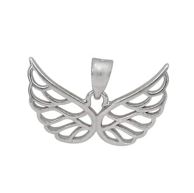 Sterling Silver With Rhodium, 9X13mm Wing Pendant