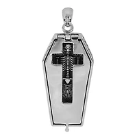 Sterling Silver, 25X47mm Openable Coffin Pendant