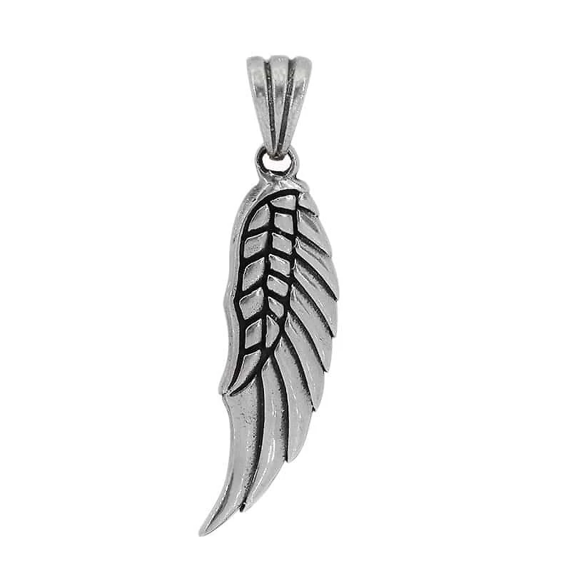 Sterling Silver, 34X11mm Double Sided Wing Pendant