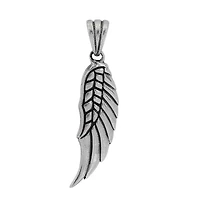 Sterling Silver, 34X11mm Double Sided Wing Pendant