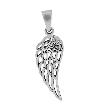 Sterling Silver, 32X13mm Angel’S Wing Pendant With Celtic Knot