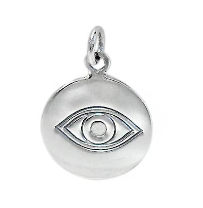 Sterling Silver Evil Eye Pendant, 15mm Diameter