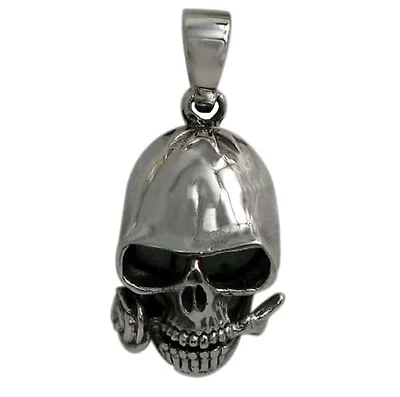 Sterling Silver, Fancy Style, Smooth Skull Pendant. Approx Pendant Size: 19.5mm L X 13mm W
