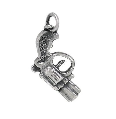 Sterling Silver, Detail Gun Pendant. Approximate Frame Size: 25mm L X 13mm W