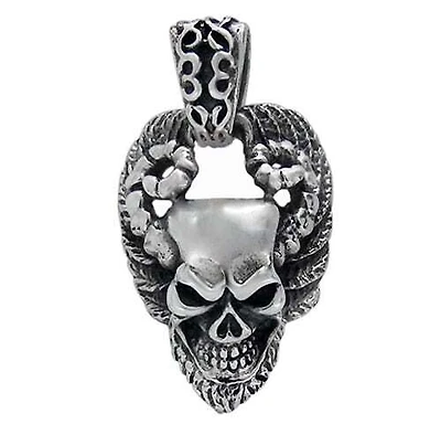 Sterling Silver, Smooth Unique Skull Head Pendant. Approx Pendant Size: 26.5mm L X 19mm W