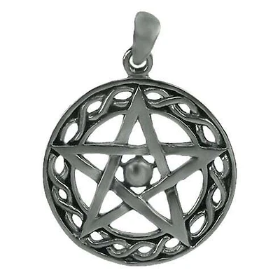 Sterling Silver Pentagram Pendant, 27mm Diameter