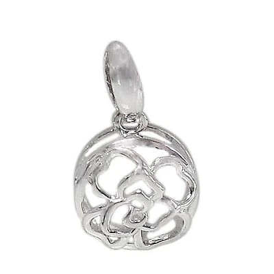 Rhodium Plated On Sterling Silver, Flower Pendant. Approximate Pendant Size: 10m Diameter