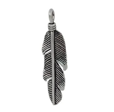 Sterling Silver, Unique Feather Shape Pendant With Detail. Approx Size: 34mm L X 11mm W