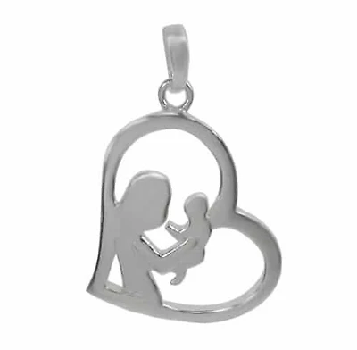 Sterling Silver, Smooth Heart Shape Pendant. Approx Pendant Size: 22mm L X 20mm W X 2mm T