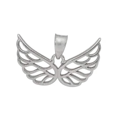 Sterling Silver With Rhodium Wing Pendant, 12X20mm