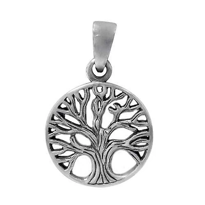 Sterling Silver, Tree Of Life Pendant. Approximate Pendant Size: 19mm Diameter X 2mm Thickness