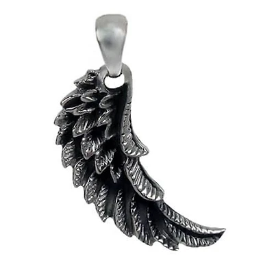 Sterling Silver, Smooth Angel’s Wing Shape Pendant. Approx Pendant Size: 24mm L X 10mm W
