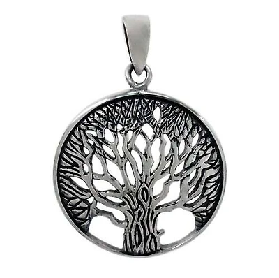 Sterling Silver, Tree Of Life Pendant With Detail Filigree Design. Approx Size: 24mm Diameter X 1mm Thickness